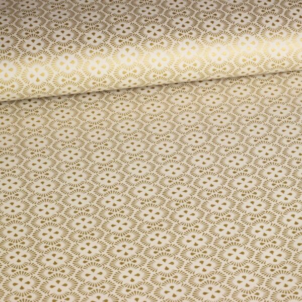 Tissu popeline fantaisie Noël beige
