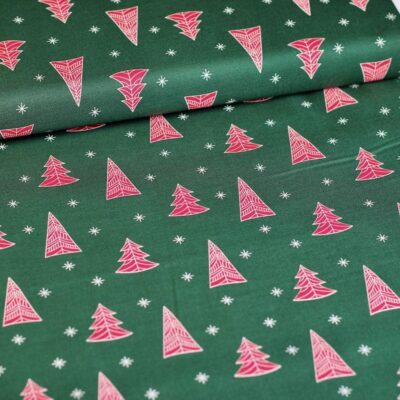 Tissu popeline Sapin de Noël vert