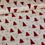 Poplin stof kerstboom/ster off white