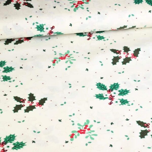 Tissu popeline Fleur de Noël écru