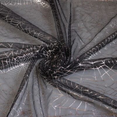 Tissu mesh toile d'araignée argent foil