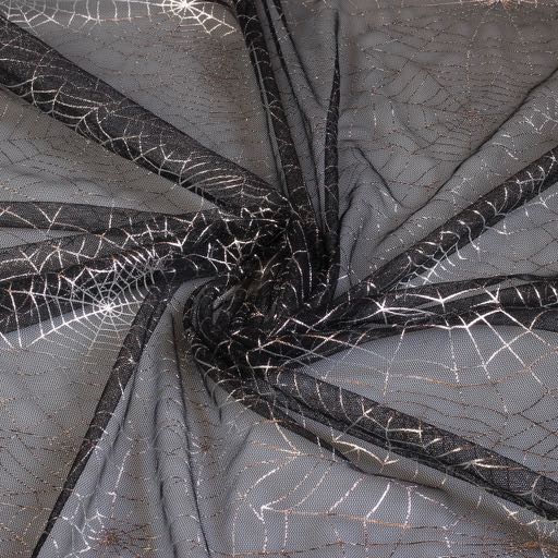 Tissu mesh toile d'araignée argent foil
