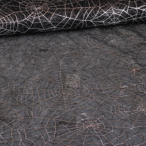 Tissu mesh toile d'araignée argent foil