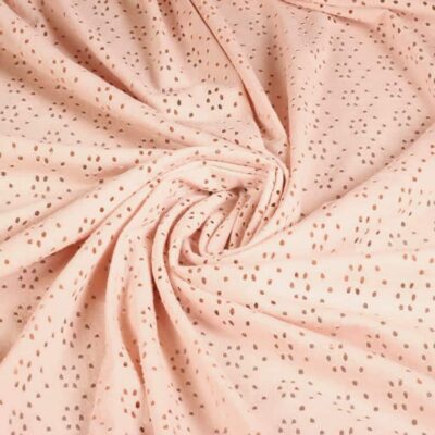 Tissu jersey broderie rose poudré