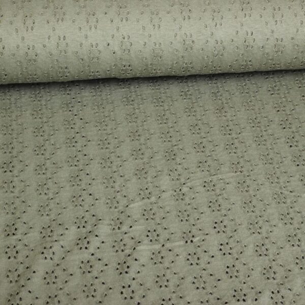 Tissu jersey broderie vert armée