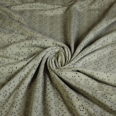 Tissu jersey broderie vert armée