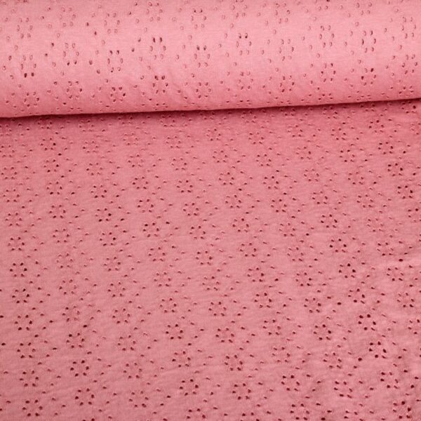 Tissu jersey broderie saumon