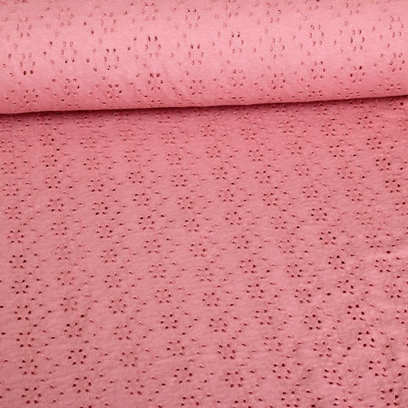 Tissu jersey broderie saumon