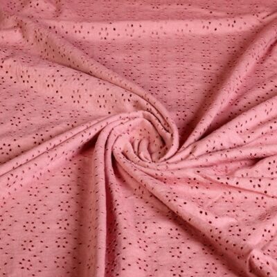 Tissu jersey broderie saumon