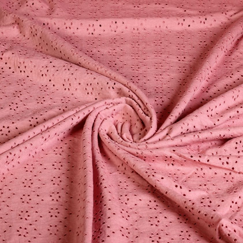 Tissu jersey broderie saumon