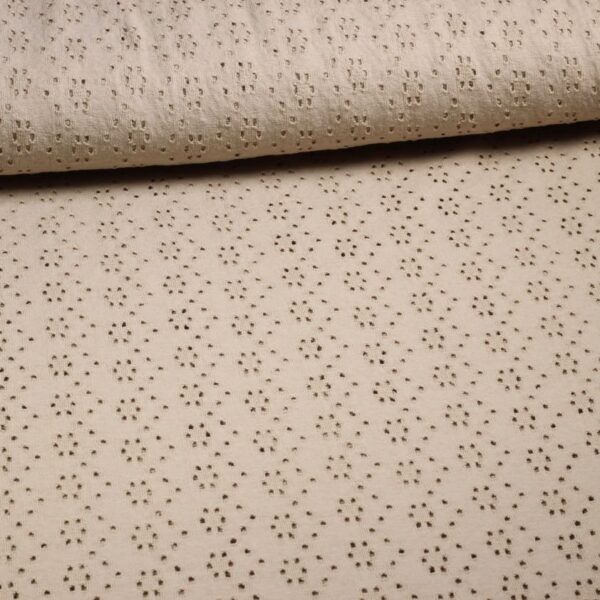 Tissu jersey broderie taupe