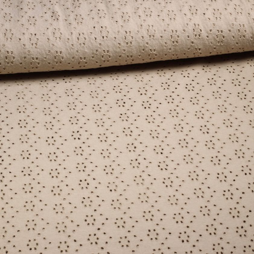Tissu jersey broderie taupe