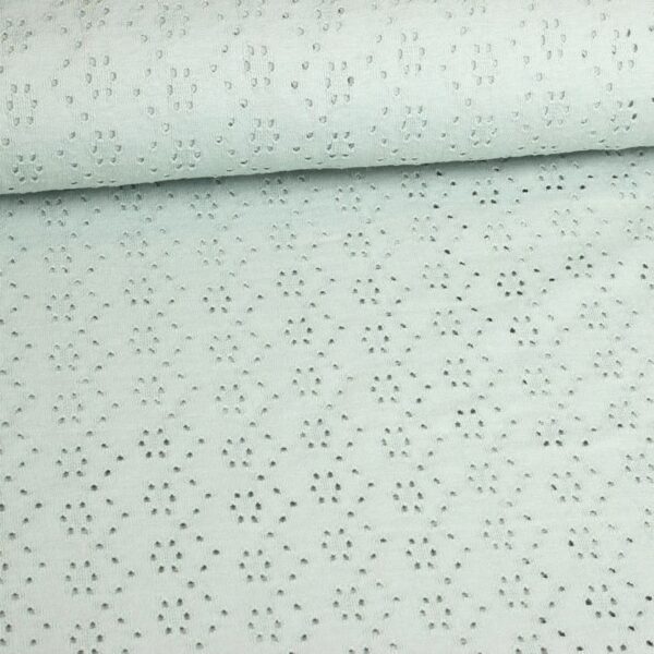 Tissu jersey broderie vert ancien