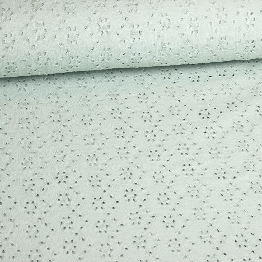Tissu jersey broderie vert ancien