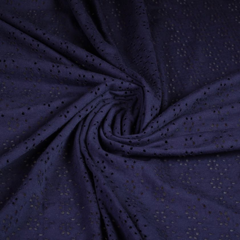 Tissu jersey broderie navy