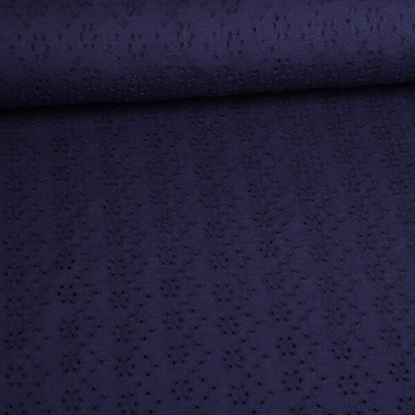 Tissu jersey broderie navy