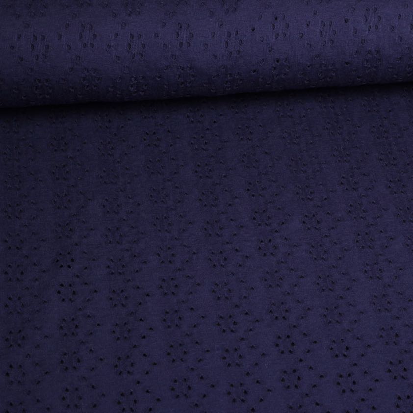 Tissu jersey broderie navy
