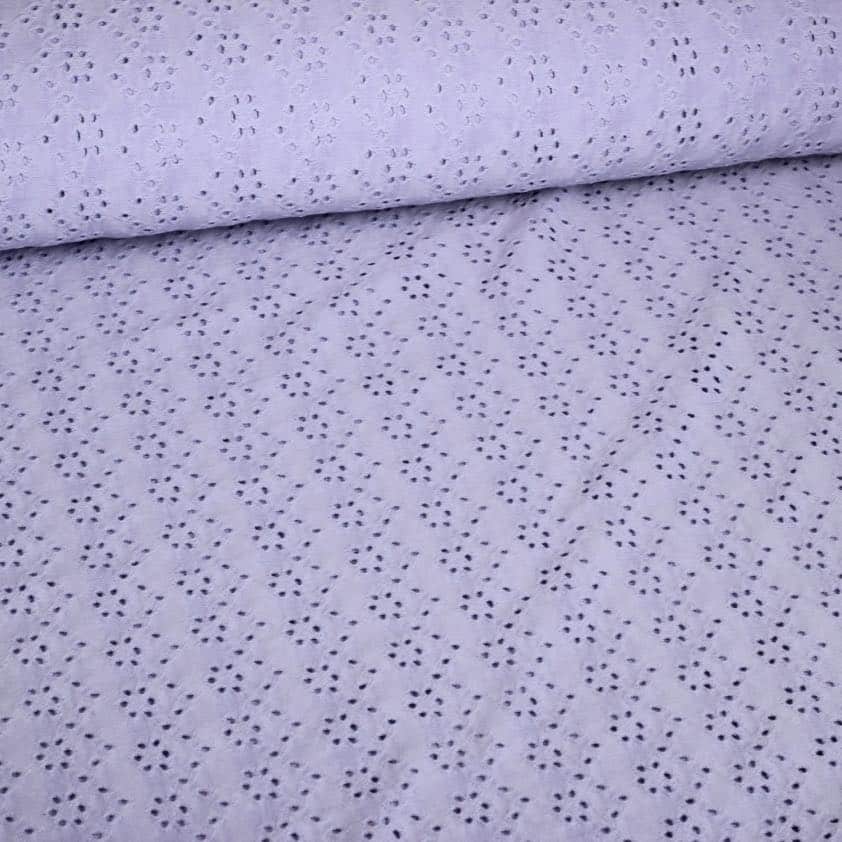 Tissu jersey broderie lilas