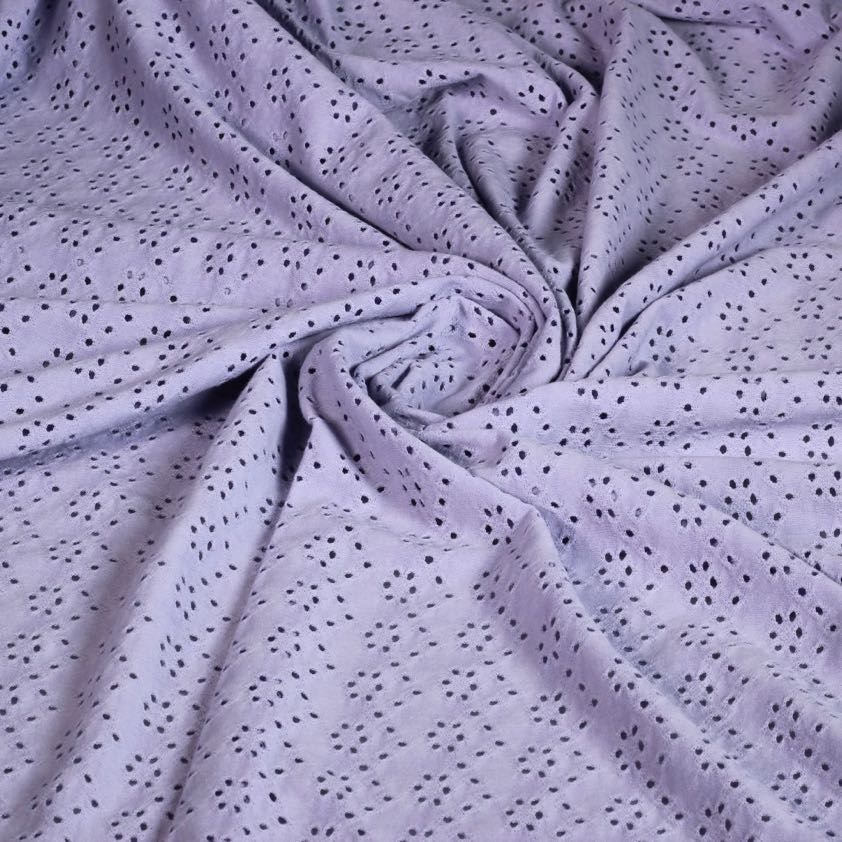 Tissu jersey broderie lilas