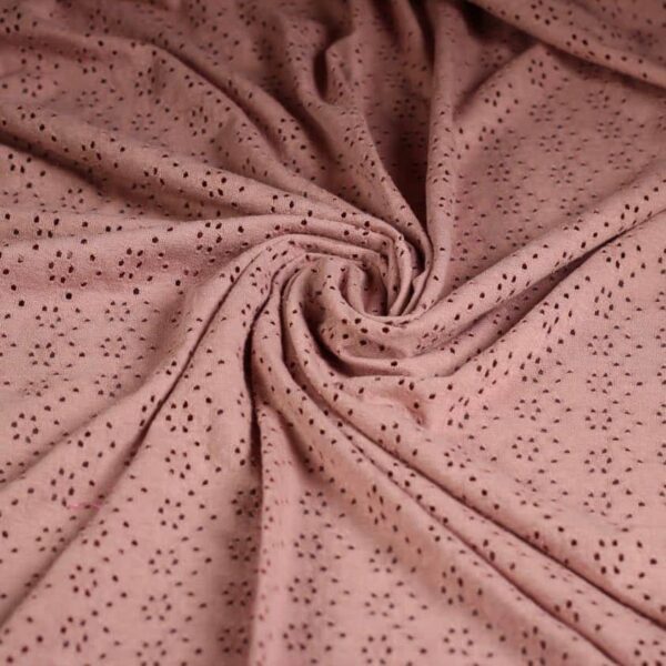 Tissu jersey broderie rose ancien foncé