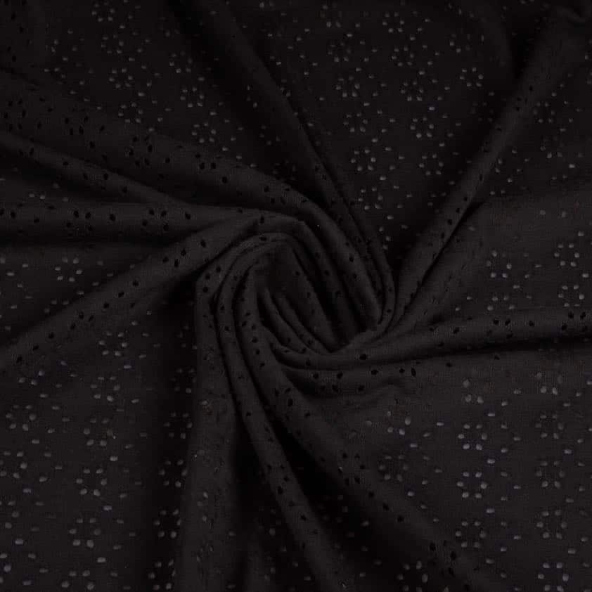 Tissu jersey broderie noir