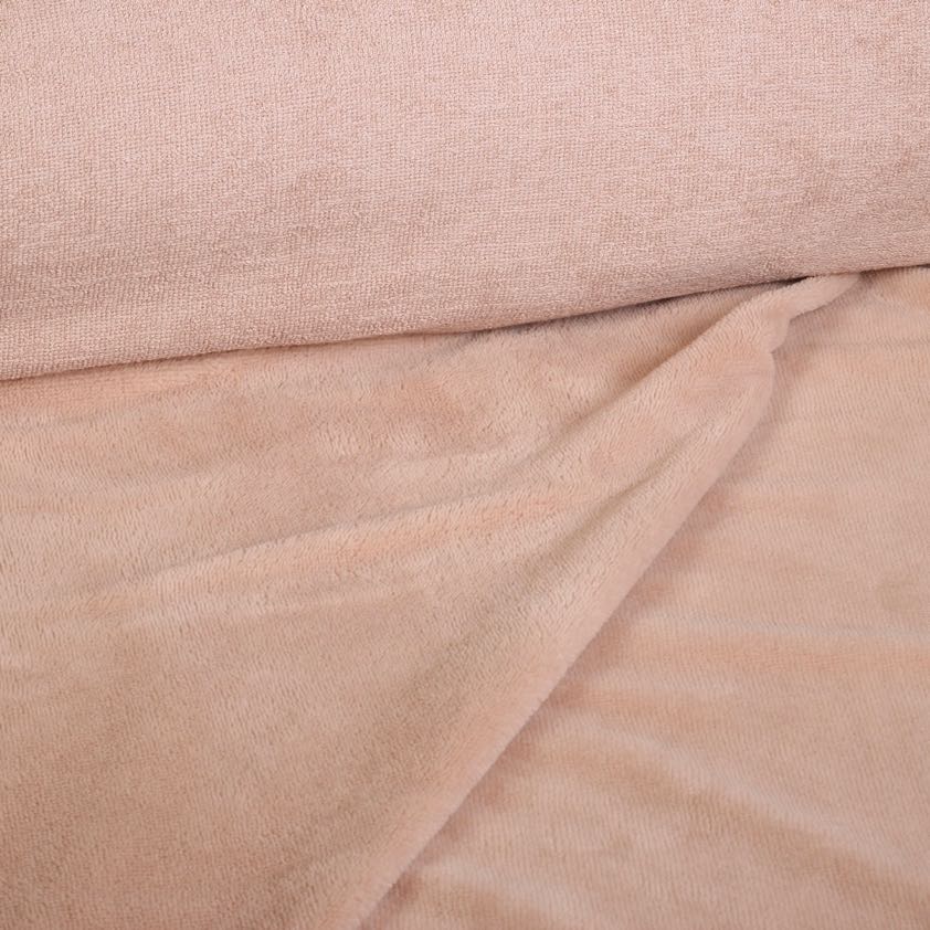 Tissu bambou éponge fleece vieux rose
