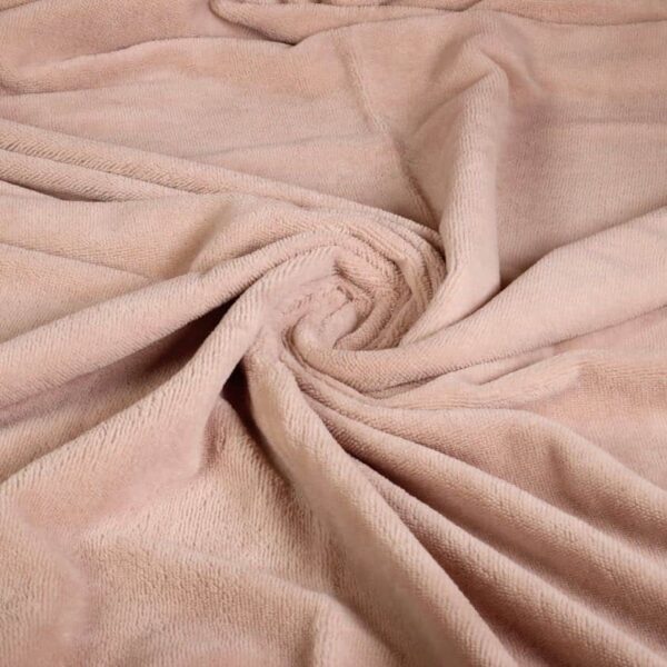 Tissu bambou éponge fleece vieux rose