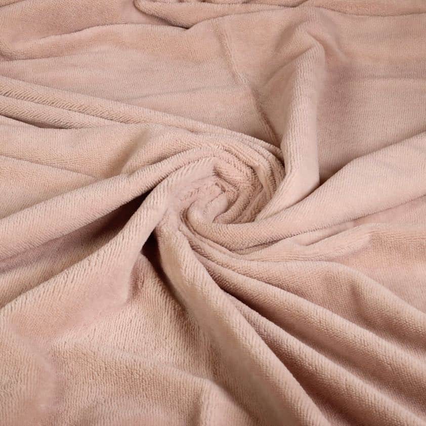 Tissu bambou éponge fleece vieux rose