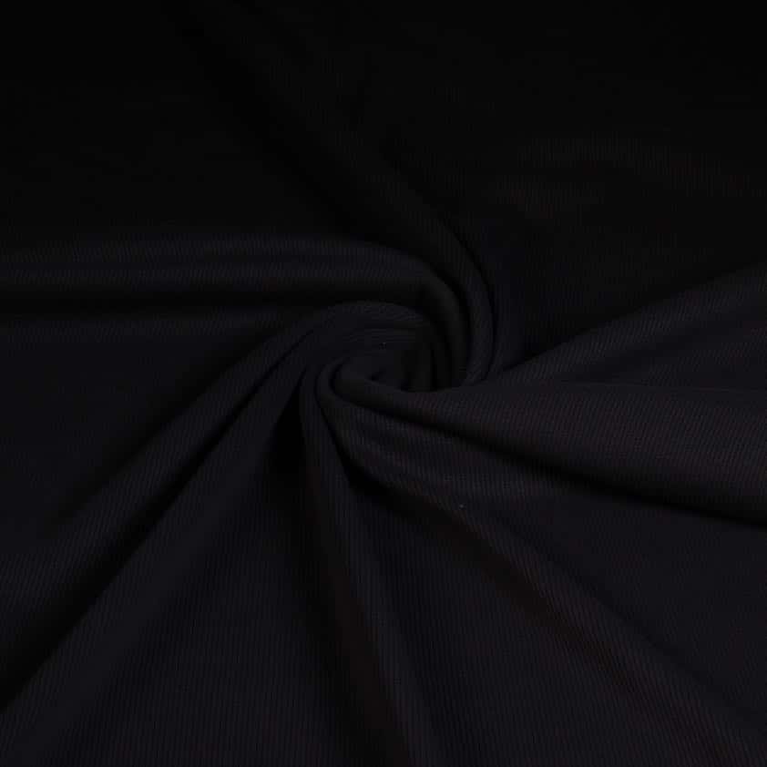 Tissu jersey côtelé coton noir