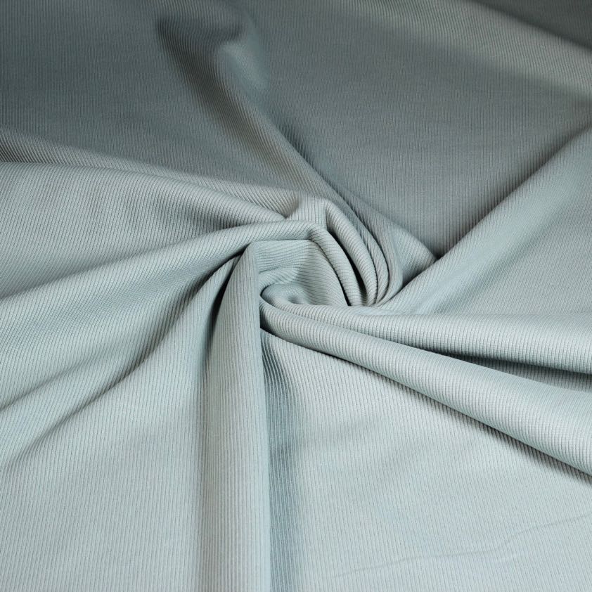 Tissu jersey côtelé coton vert vintage