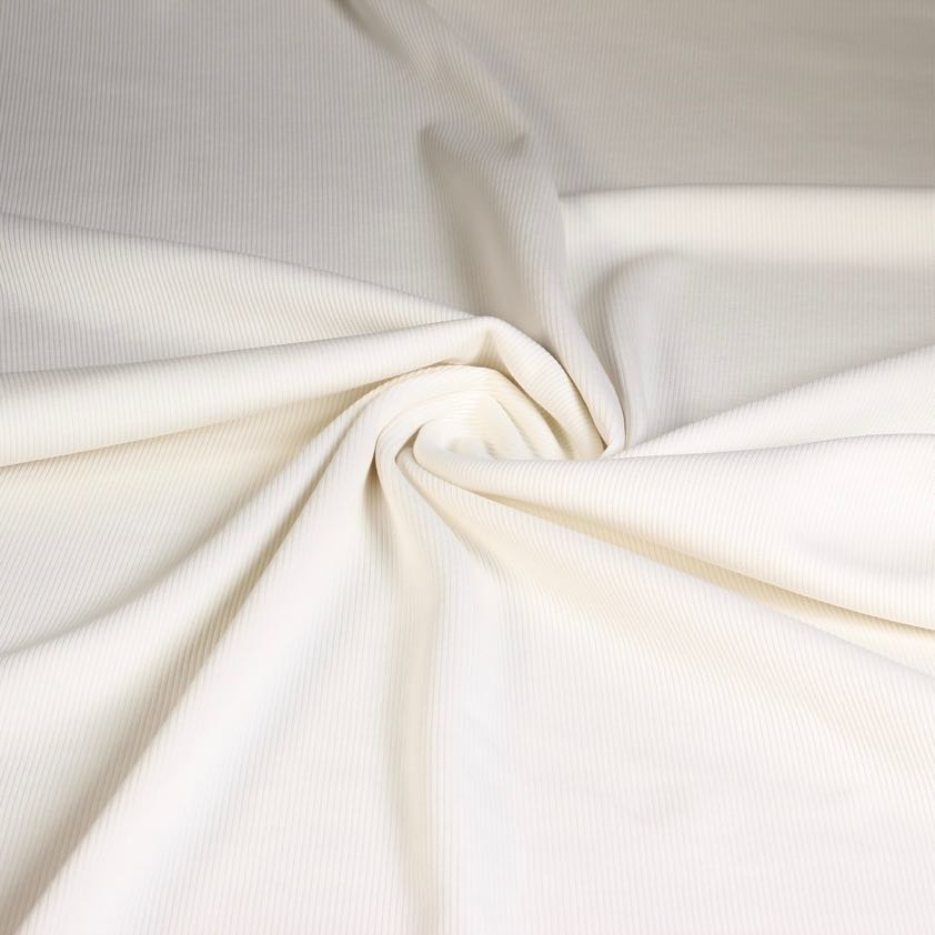 Tissu jersey côtelé coton off white