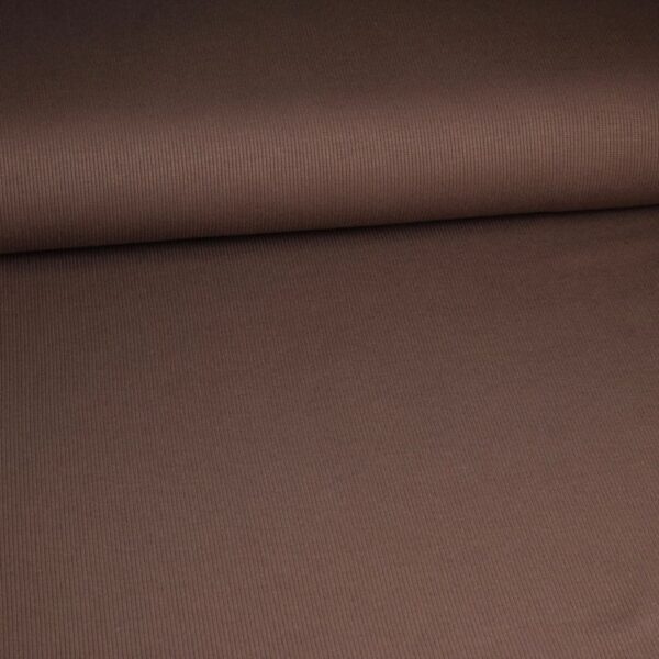 Tissu jersey côtelé coton taupe