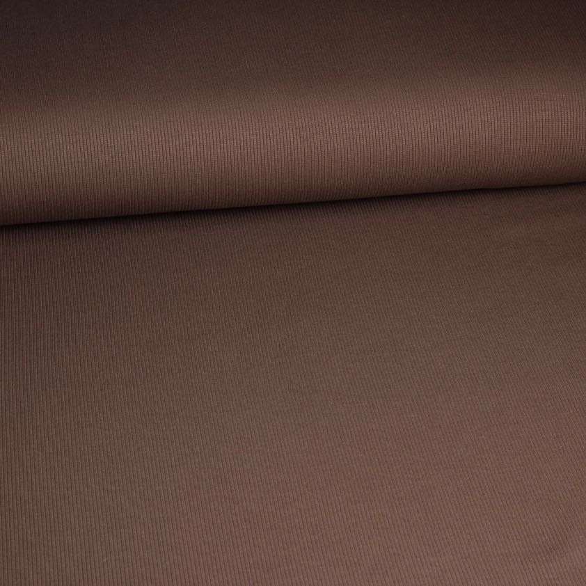 Tissu jersey côtelé coton taupe