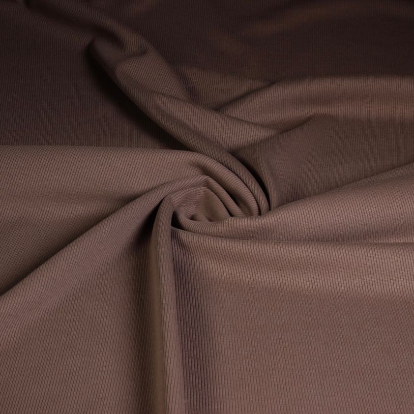 Tissu jersey côtelé coton taupe