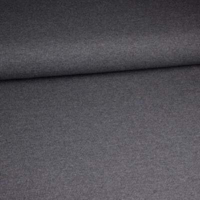 Tissu jersey côtelé coton gris mélange
