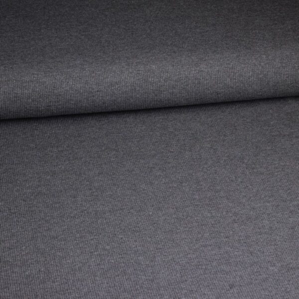 Tissu jersey côtelé coton gris mélange