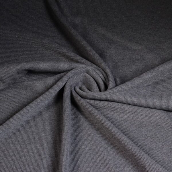 Tissu jersey côtelé coton gris mélange