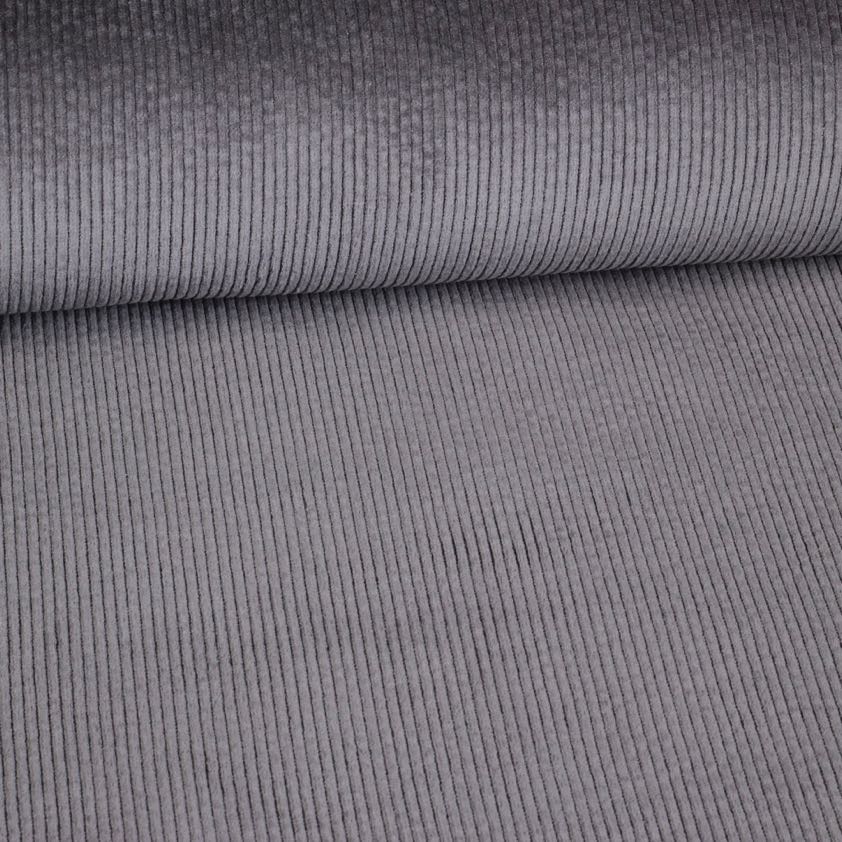 Tissu corduroy stretch gris