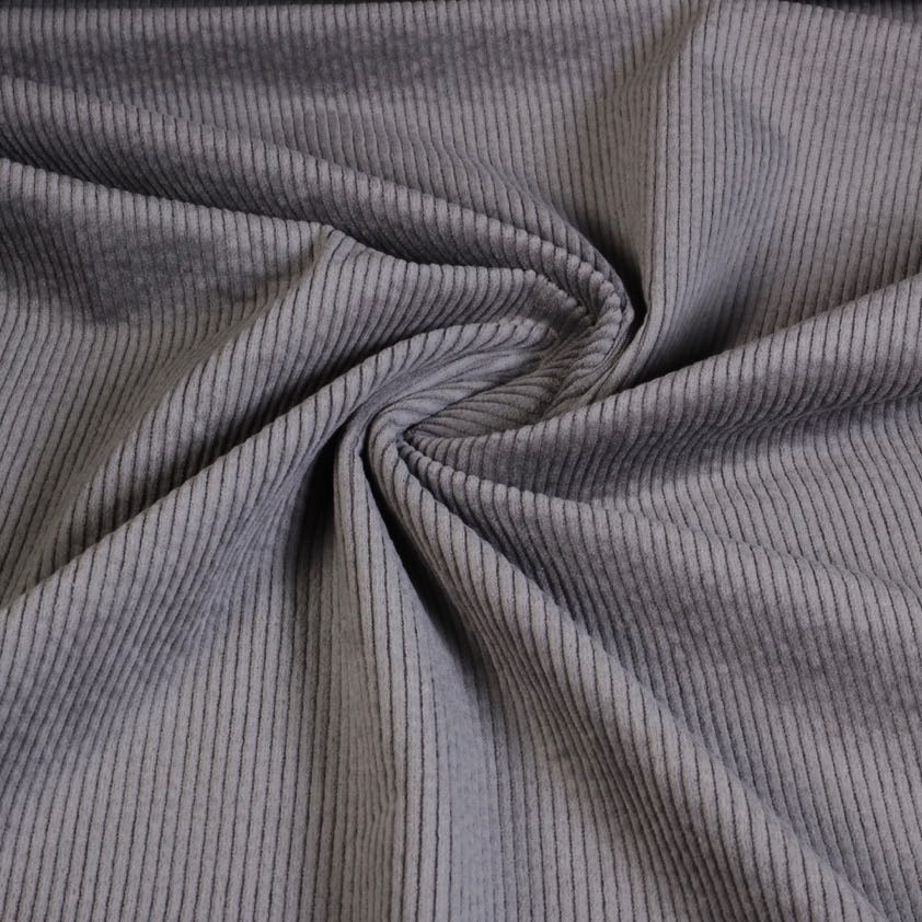 Tissu corduroy stretch gris