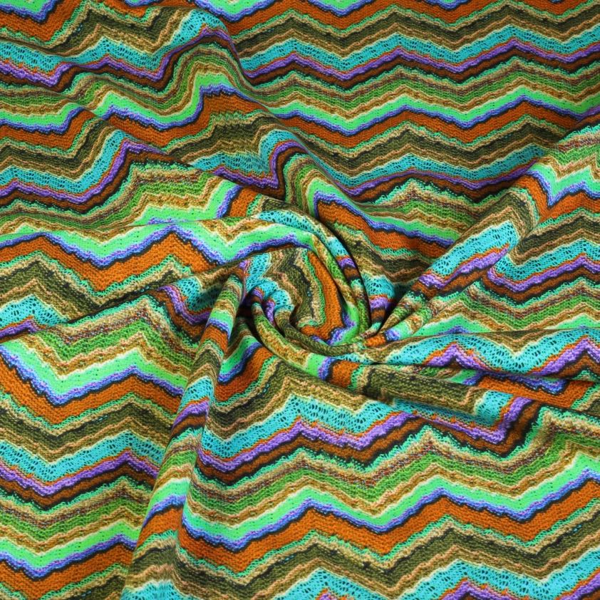 Tissu jersey tricot motif zigzag numérique