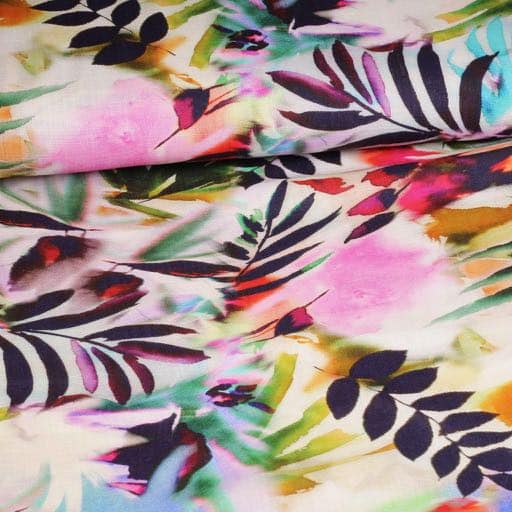 Tissu lin viscose fleur numérique