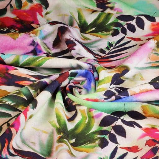 Tissu lin viscose fleur numérique