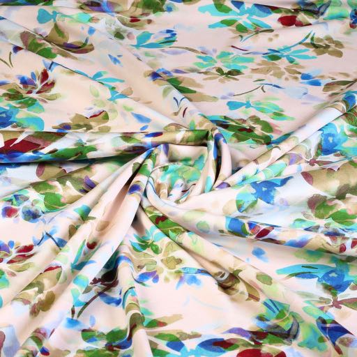 Tissu viscose stretch twill fleur