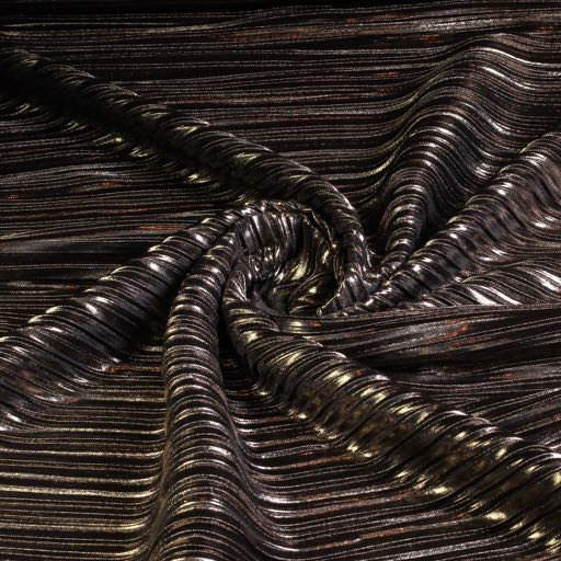 Tissu plissé jersey stretch metallic bronze