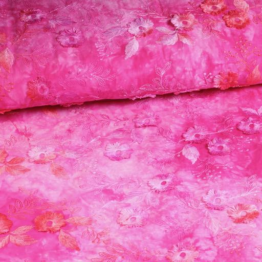 Tissu broderie Poppy fuchsia