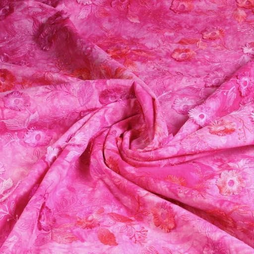 Tissu broderie Poppy fuchsia