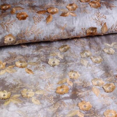 Tissu Poppy broderie tie dye marron