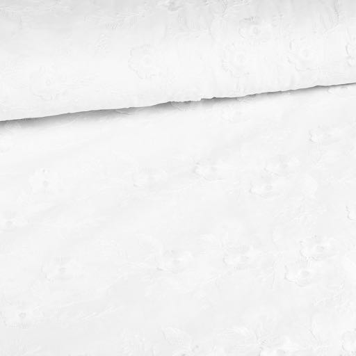 Tissu Catchy broderie fleur blanc