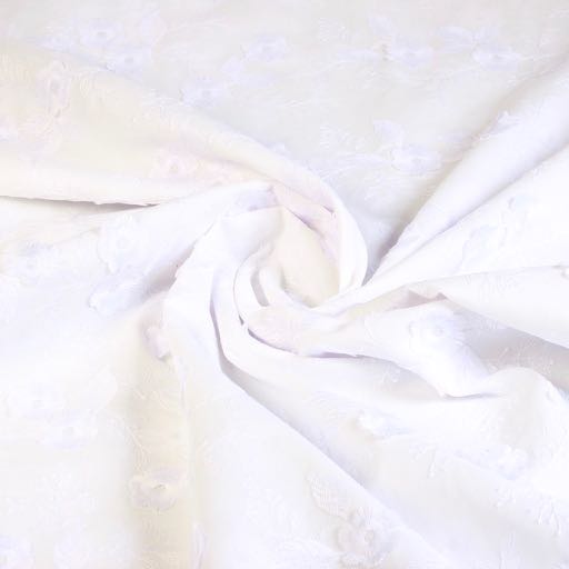 Tissu Catchy broderie fleur blanc