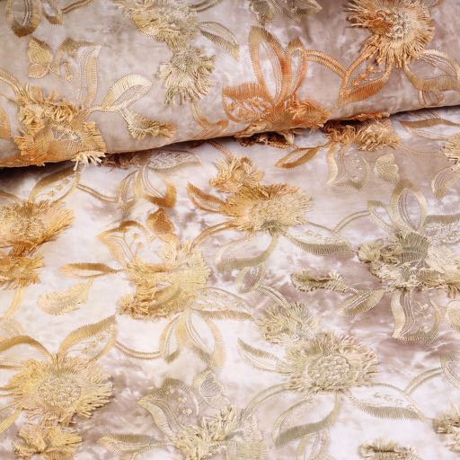 Tissu broderie coton tie dye marron